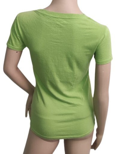 Aeropostale T-Shirt Floral Woman Cotton Top Crew Neck Md. Green Tee