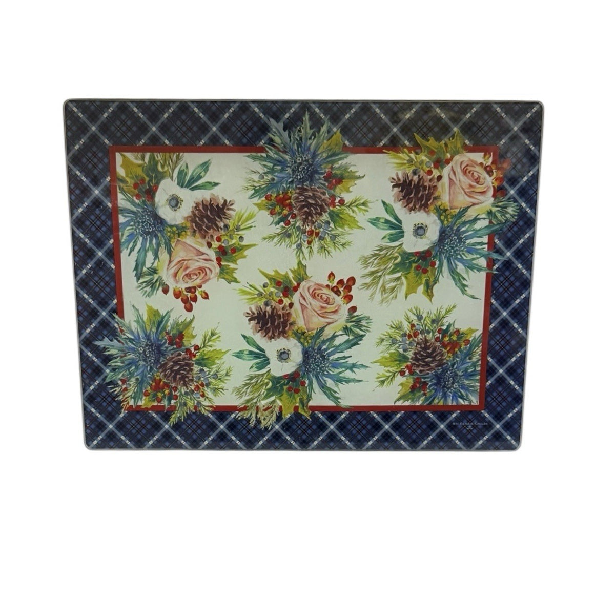 MacKenzie-Childs Highbanks Holiday Kitchen Tempered Glass Cutting Board