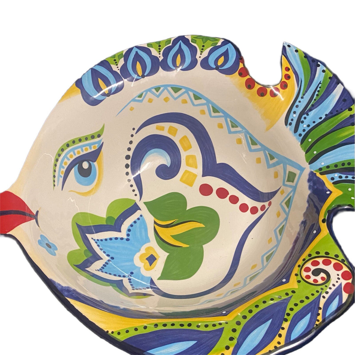 Espana Lifestyle Serving Bowl BOCCA Hand Painted Ceramic Fish Shaped Floral