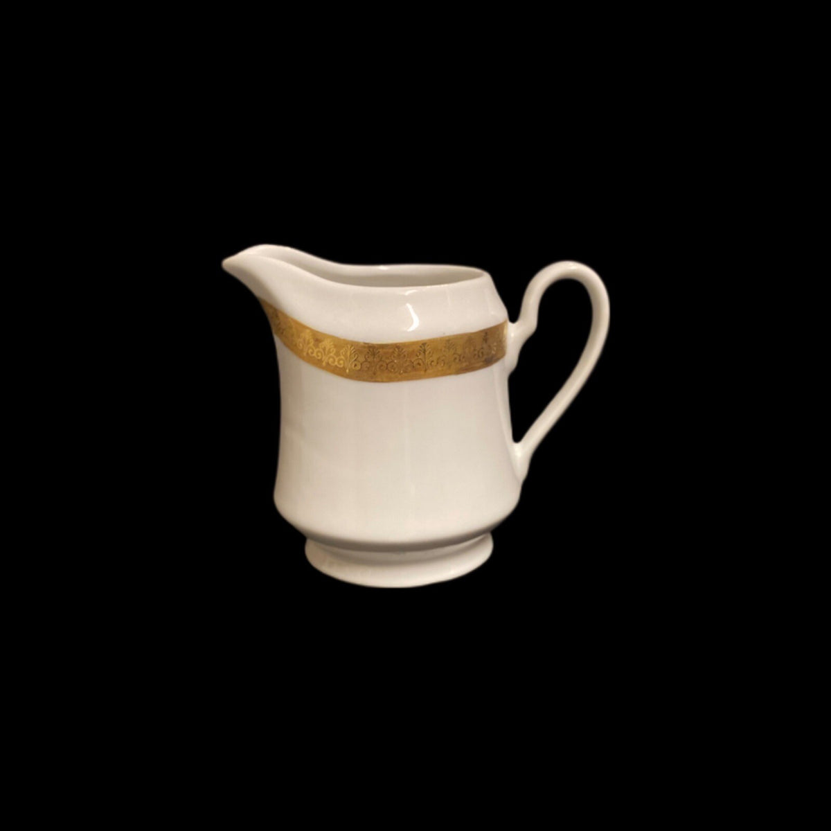 Gabbay QUEEN VICTORIA Creamer & Lidded Sugar Bowl Ceramic White Gold Border Trim