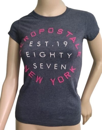 Aeropostal NY T-Shirt Girls Gray  Sz. 12 Cotton Short Sleeves New York Top