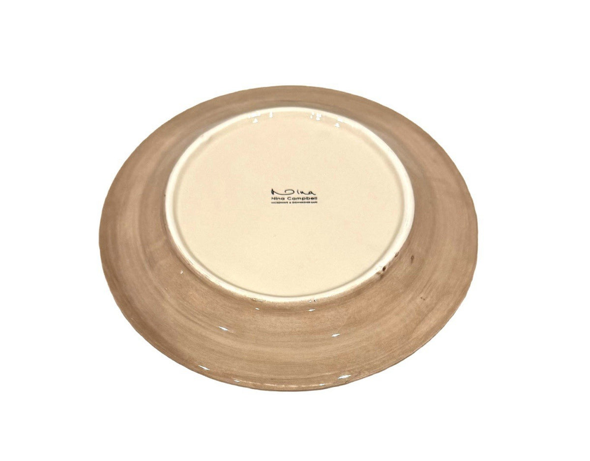 Nina Campbell Embossed 4 Salad Plates 8.5” Cream & Taupe – Rare Elegant Design