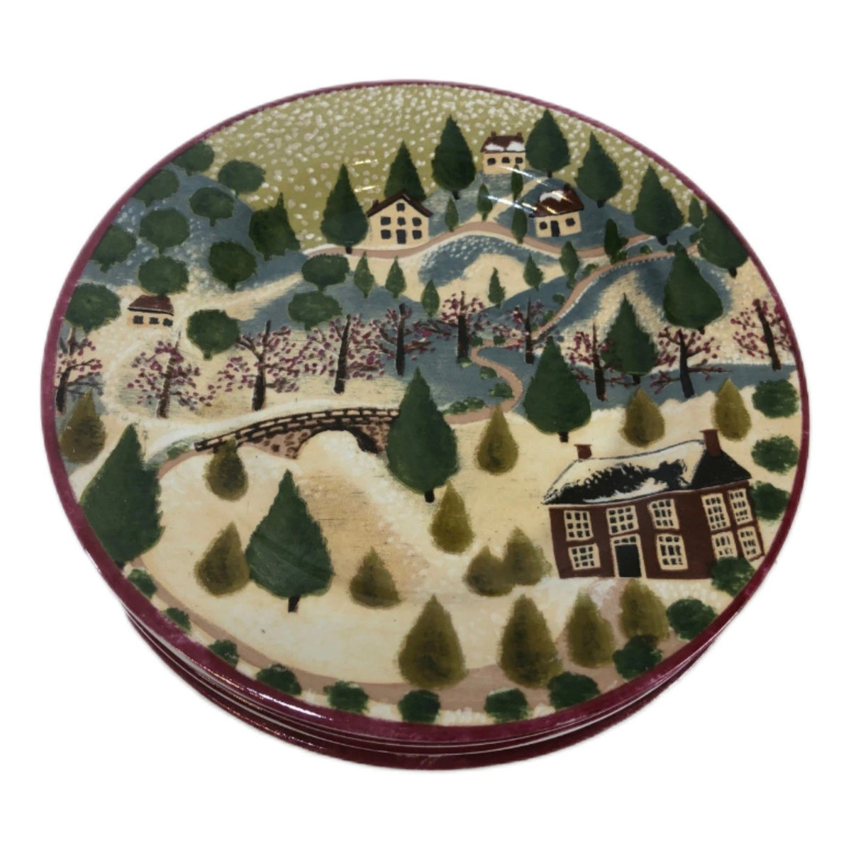 Block COUNTRY VILLAGE  Set of 4 Salad/ Dessert Plates by Gear 1995