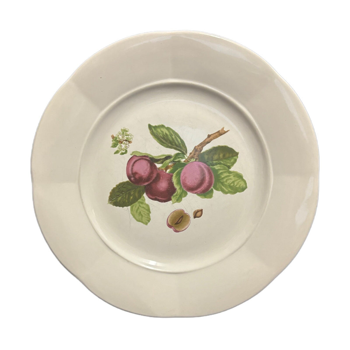 Vintage Gibson Designs 4-Salad Plates Fruit Design Ceramic Dessert Dishes 8.5"D