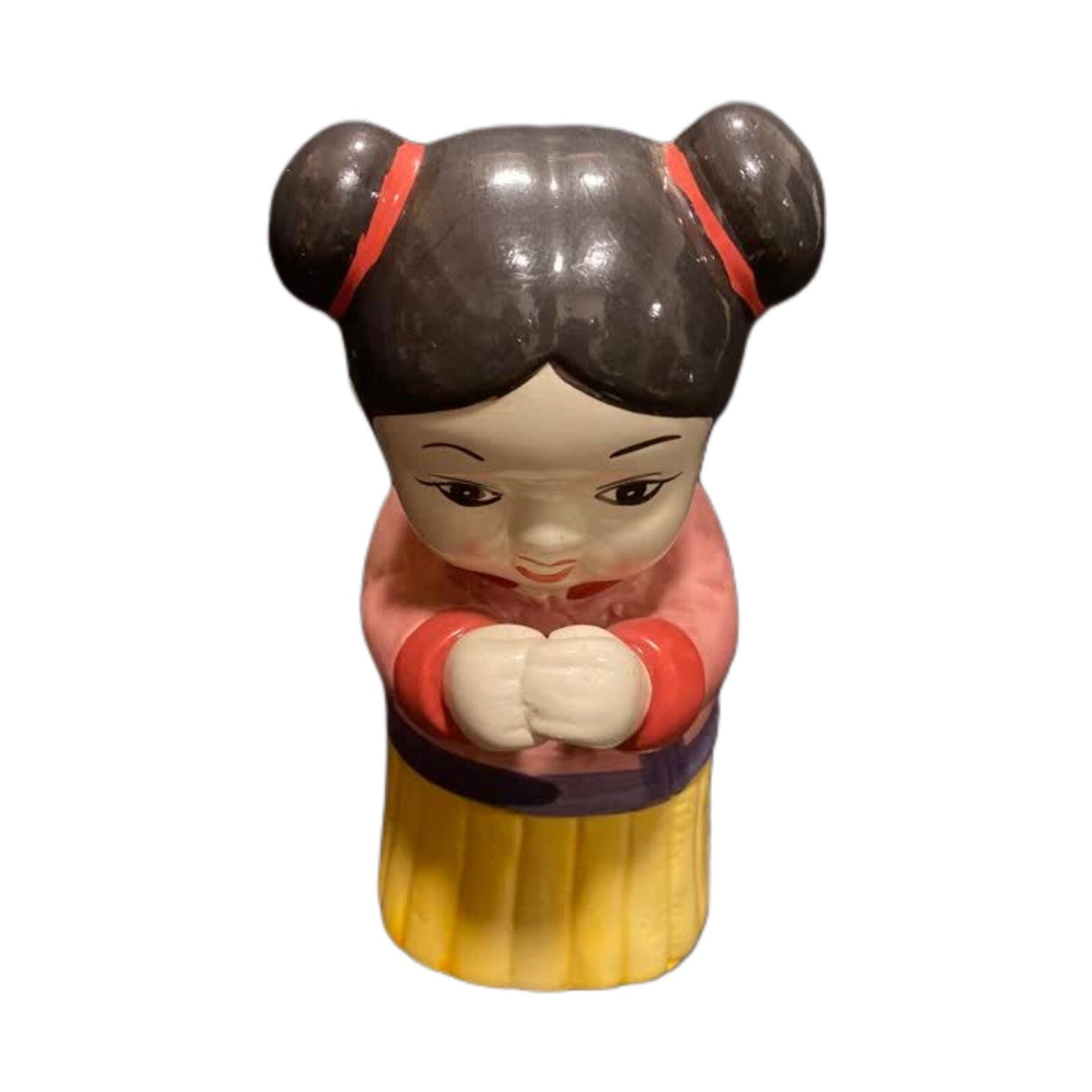Tiki Figural Ceramic Statue Traditional Chinese Girl Holder Planter Vase Incence