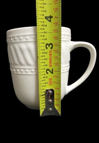 Gibson IMPERIAL BRAID Coffee Mug 11 oz Embossed Ceramic White Cup Rope Dots