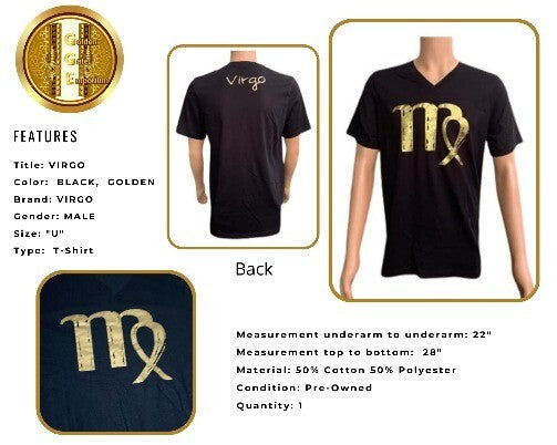 T-SHIRT Zodiac Virgo Black and Golden Size MD. Men