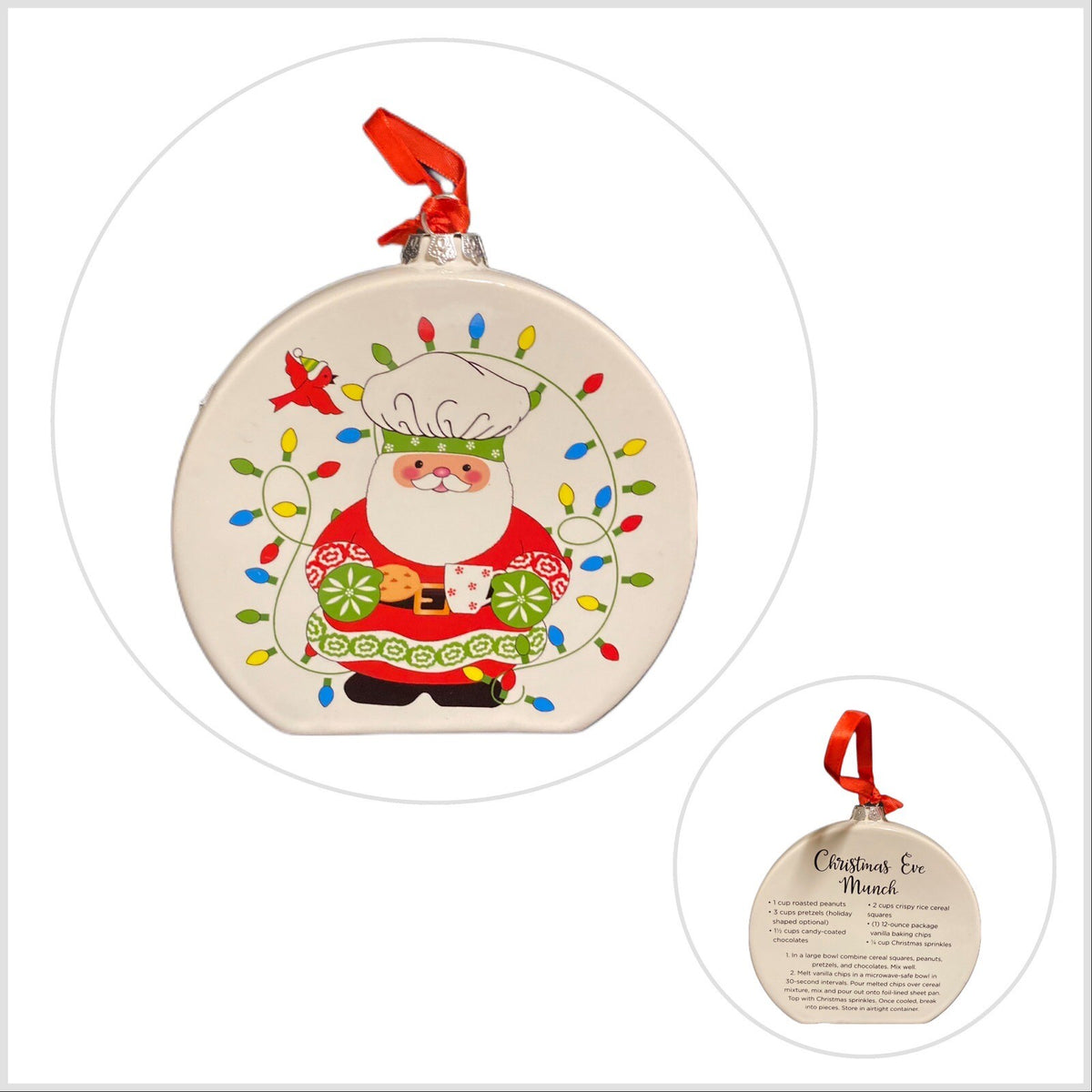 Temp-tations by Tara 6-Christmas Ornaments Ceramic Stand Or Hang Recipe On Back