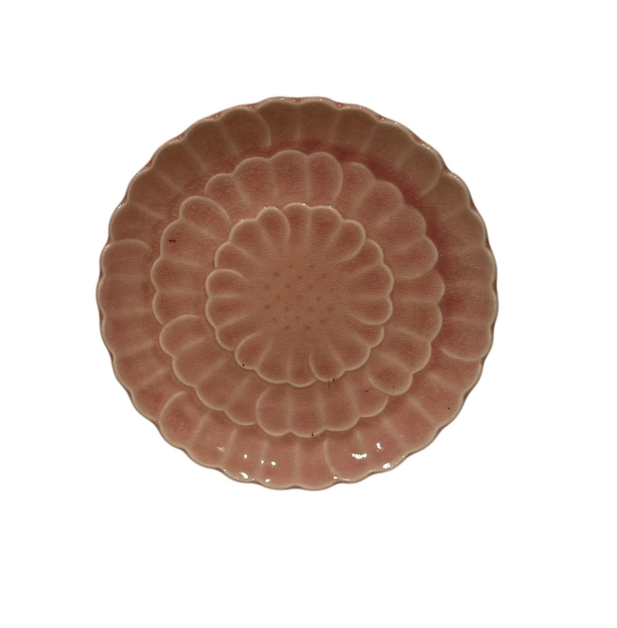 Japanese Lotus Flower 4-Plates Kotobuki Turquoise Pink Celadon Style Ceramic