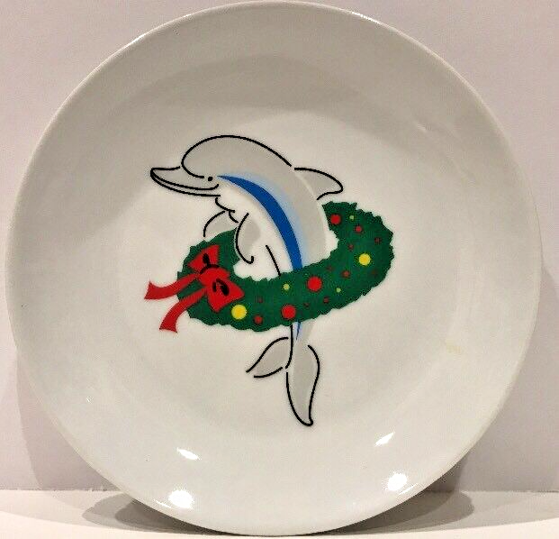 FLORIDA MARKETPLACE 4 Dessert Plates Manatee-Flamingos-Dolphin-Pelican 6 1/2" D