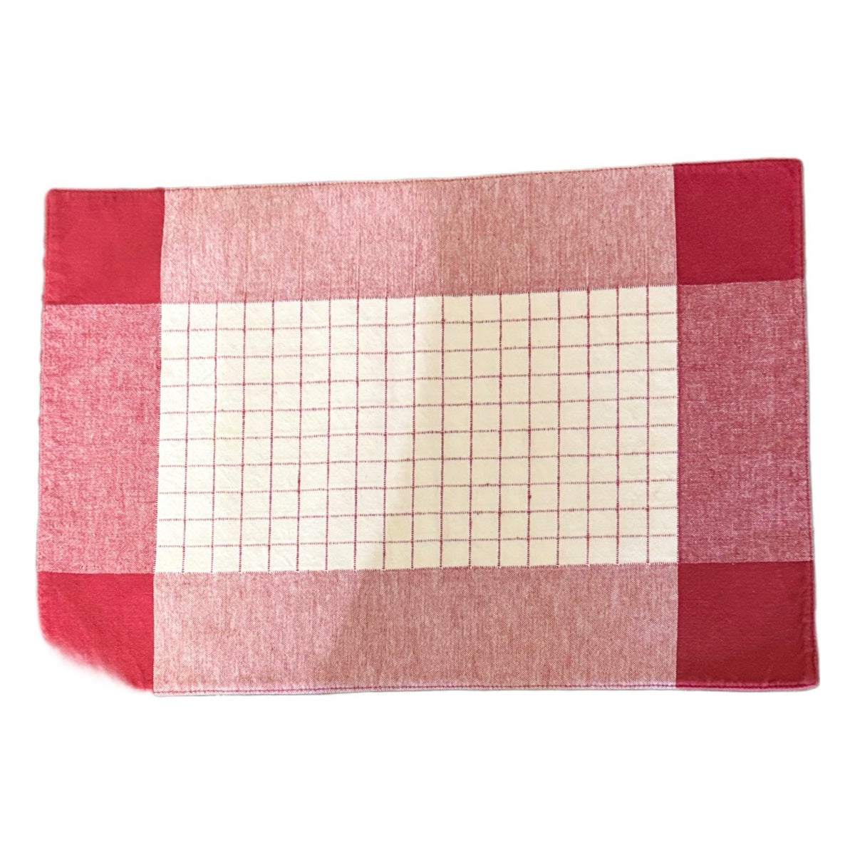 Retro Red Checkered Cotton Placemats Set of 6 – Mid-Century Farmhouse Style