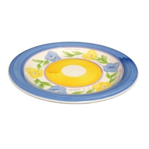 Gibson Designs BELLA Salad Plate 7 5/8"D  Blue & Yellow Flowers Dessert Dish