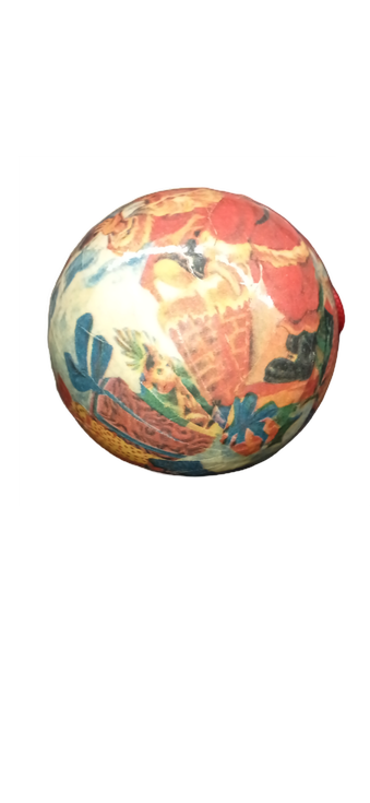 6-Vintage Santa Claus Papier Mache Medium Holiday Christmas Tree Ball Ornaments