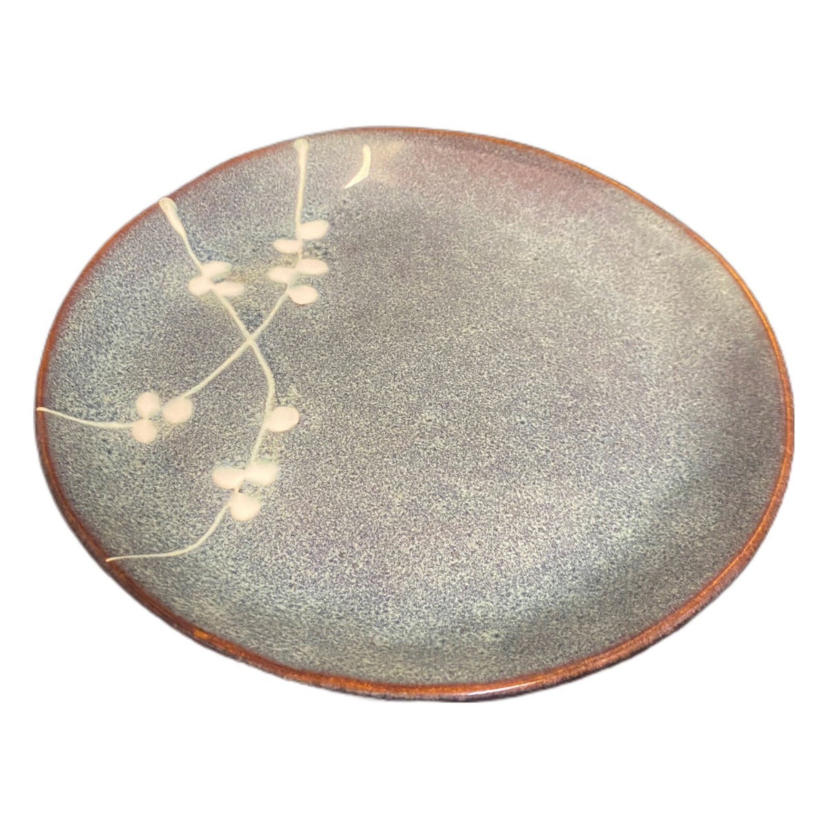 Oneida CHERRY BLOSSOM 4-Salad Plates Stoneware Dinnerware Green White Brown Trim