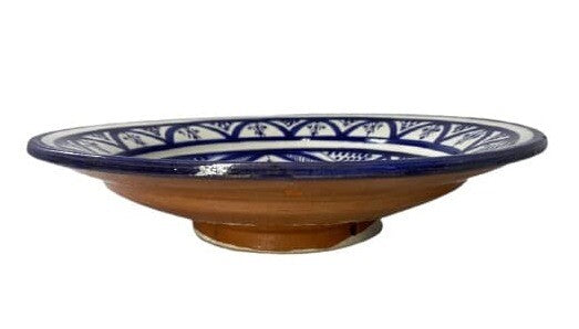 Moroccan Pottery Plate Bowl Terracotta Geometric ART 10 3/8"D GGE SOUK-SAFI BLUE