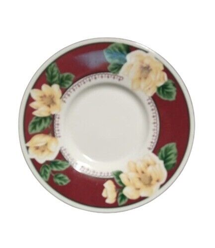 Gibson Designs Magnolia Bloom • Set of 4 Cups & Saucers • Floral Ceramic