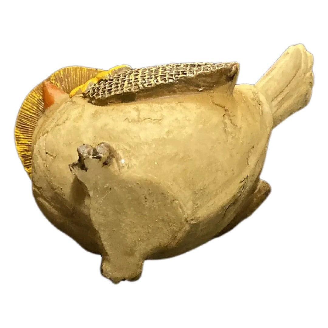 RARE Bird  With Hat Farmhouse Figurine Birdie Embossed Flower on Wing