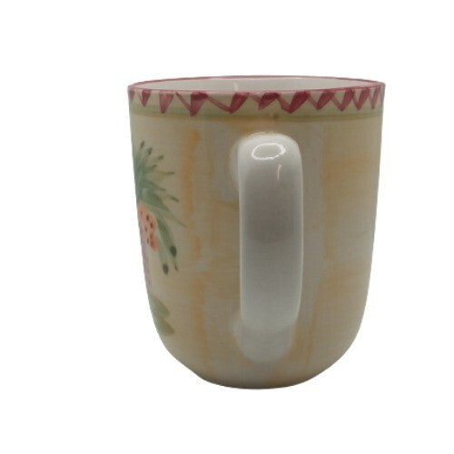 Gibson Designs OASIS PALM 3-Mugs Cups 8 oz Palm Tree Ceramic Coffee Tea Red Trim