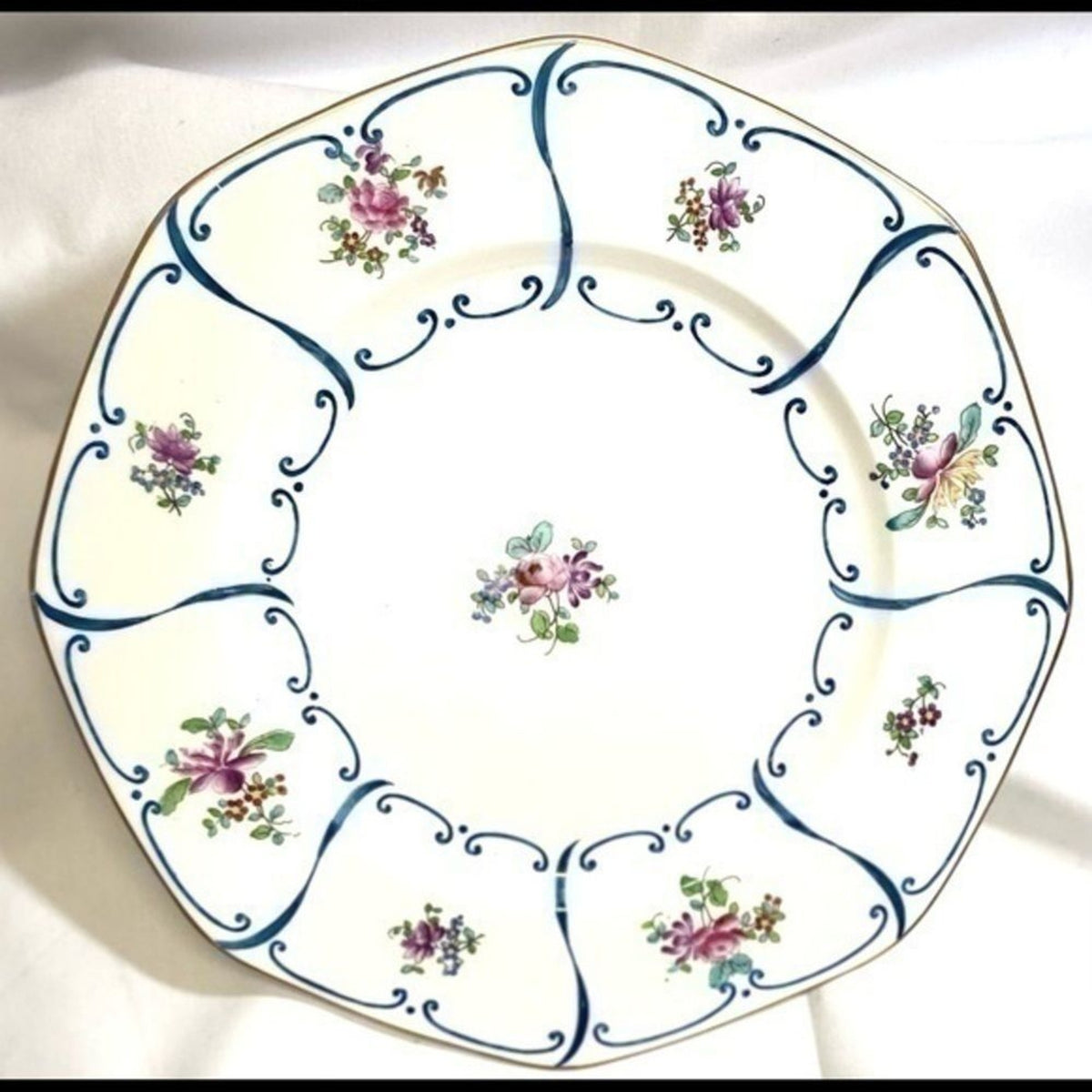 Rare BAILEY BANKS & BIDDLE 5-Dinner Plates Octagonal England 23645A Floral