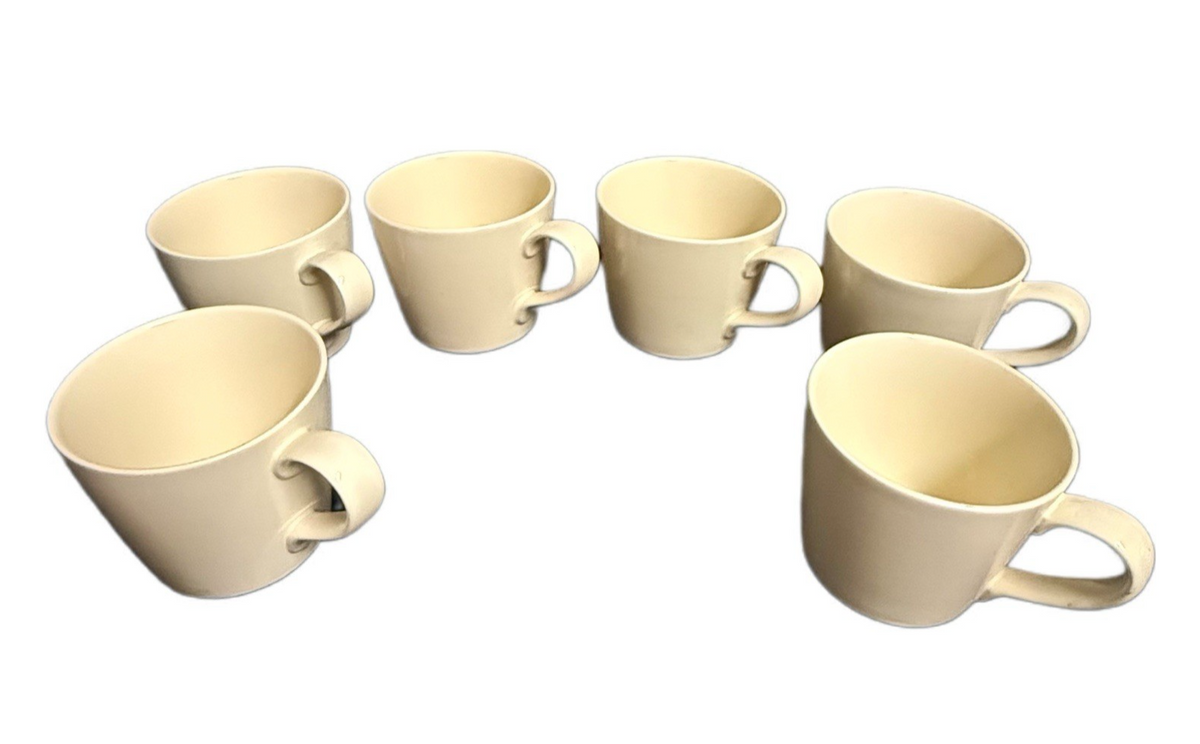 Crate & Barrel Margo et of 6 Mugs Ivory Coffee Tea Cups B. Eigen Design