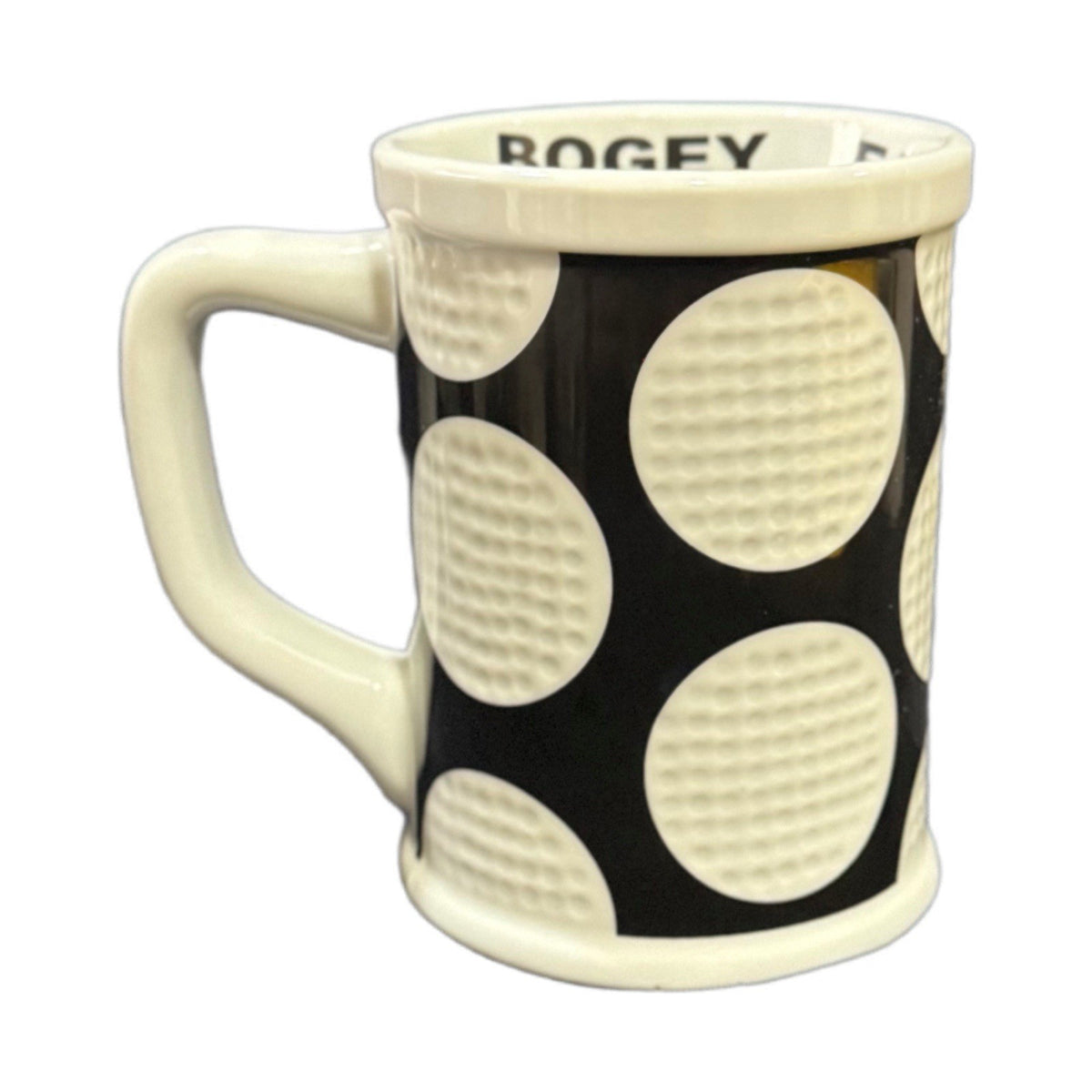 Golf Gifts Gallery Mug Black & White Dimpled Golf Ball Pattern 4.78” H Cup