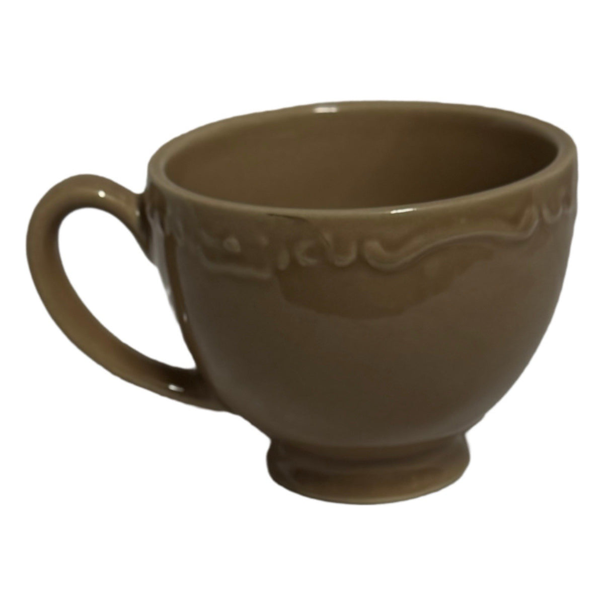 Casa Cristina Taupe Scalloped Tea Cups Set of 4 – 3.5”W x 3”H Stoneware