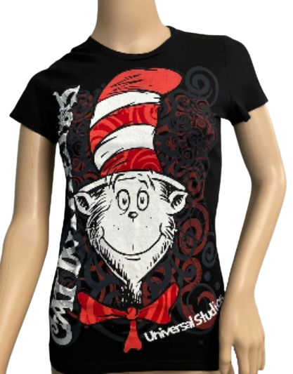 Dr. Seuss Cat In The Hat Universal Studios Black Graphic T-Shirt Women’s Small