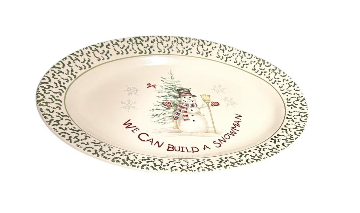 Vintage Christmas We Can Build A Snowman 6- Dinner Plates 1- Serving Platter