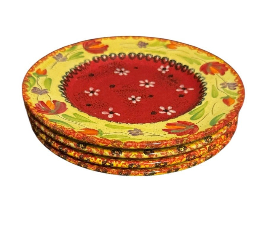 Sienna by Giani for Ambiance Collection Set of 4-Salad Plates Hand Painted