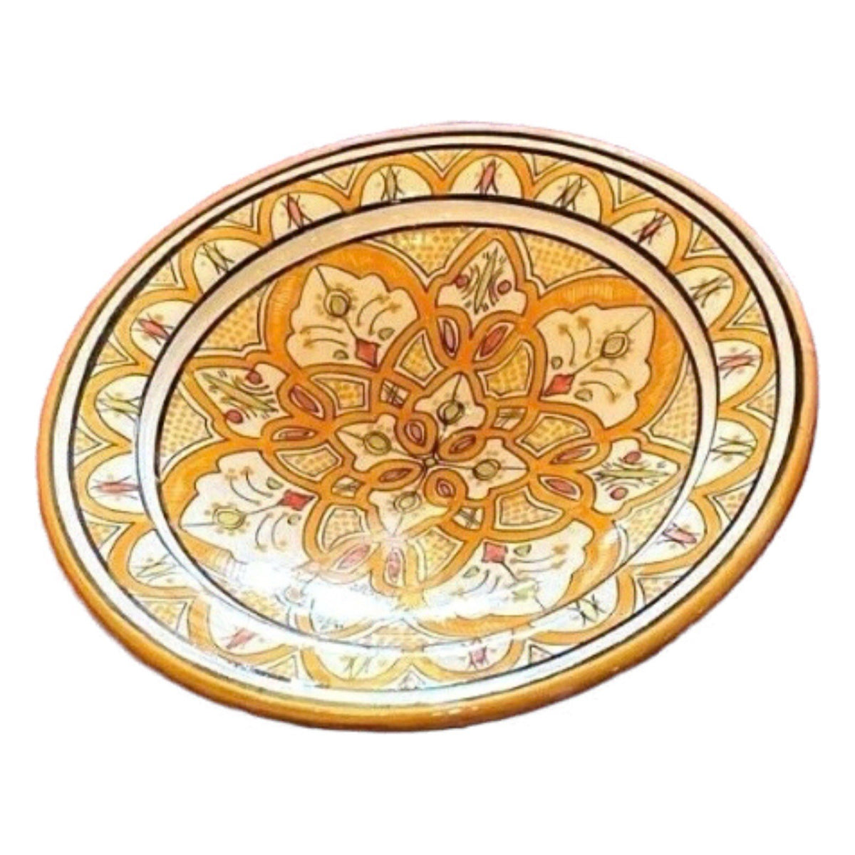 ASFI Orange Moroccan 16” Terracotta Platter – Hand-Painted Serving Dish Art