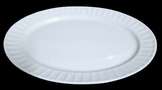 Gibson REGALIA  Oval Serving Platter 13" D White Embossed Dots Ceramic Dish