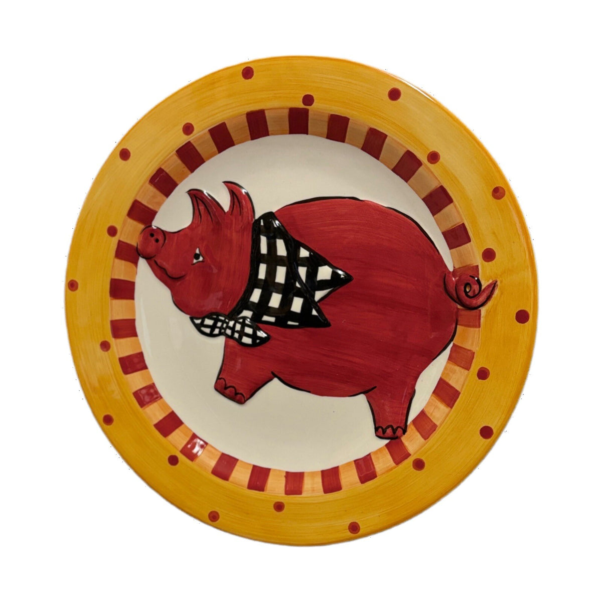 BECCA 3-Dinner Plates Pig BBQ Country Farm Signature Collection Home ETC Ceramic