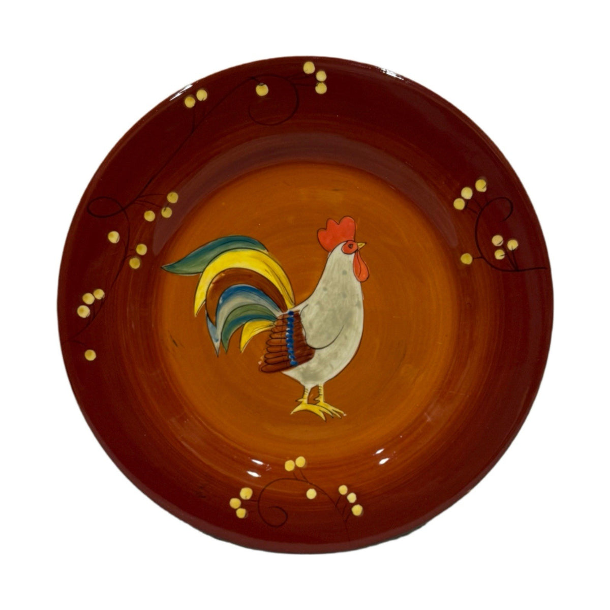 LAURIE GATES ROOSTER 4-Salad Plates Gourmet Home Accents Dessert Dish  8.5"D