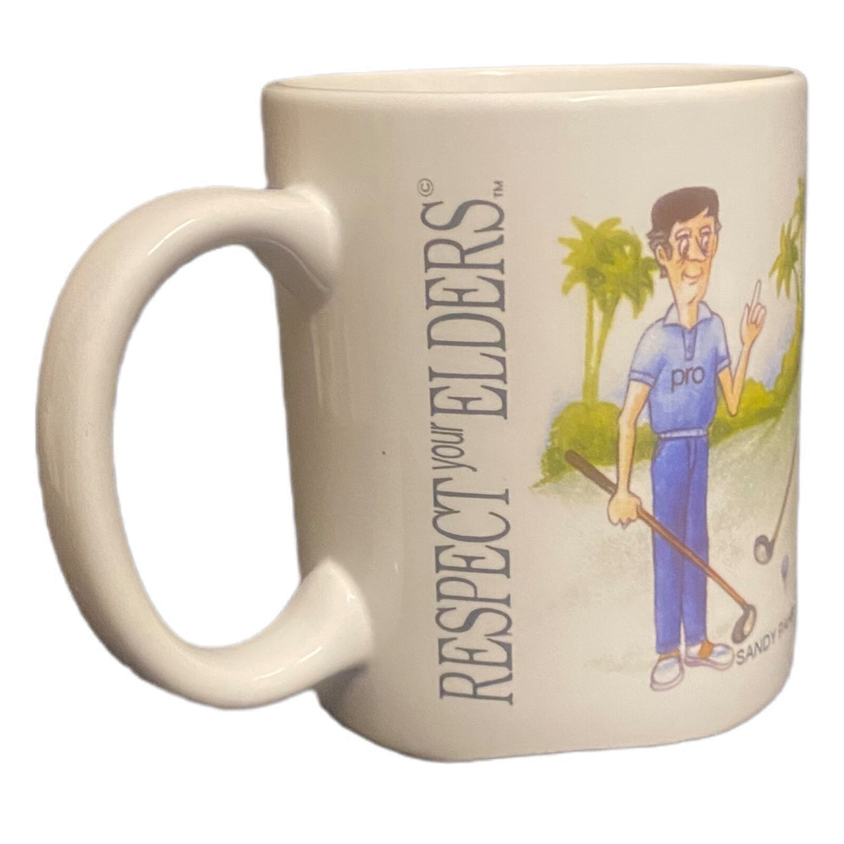 LINYI Mug RESPECT YOUR ELDERS Golf Ceramic Coffee Tea Cup Silver Phoenix 12 Oz