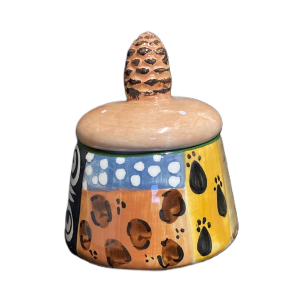 JULIAN KEYSER Handmade Sugar Bowl & Lid South Africa Hand Painted Ceramic Dish