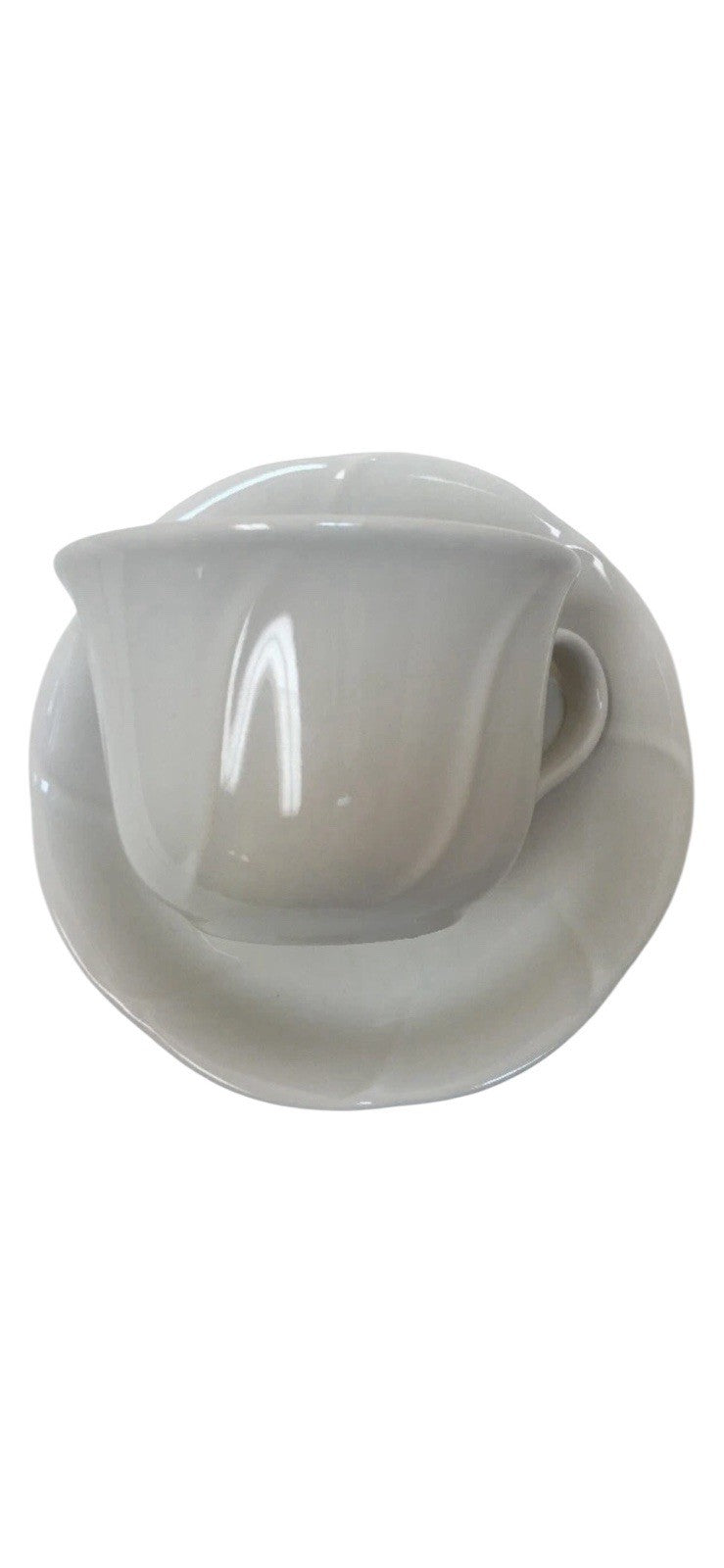 Pfaltzgraff Stratus Cups & Saucers Set of 4 White Ceramic Swirl Embossed USA