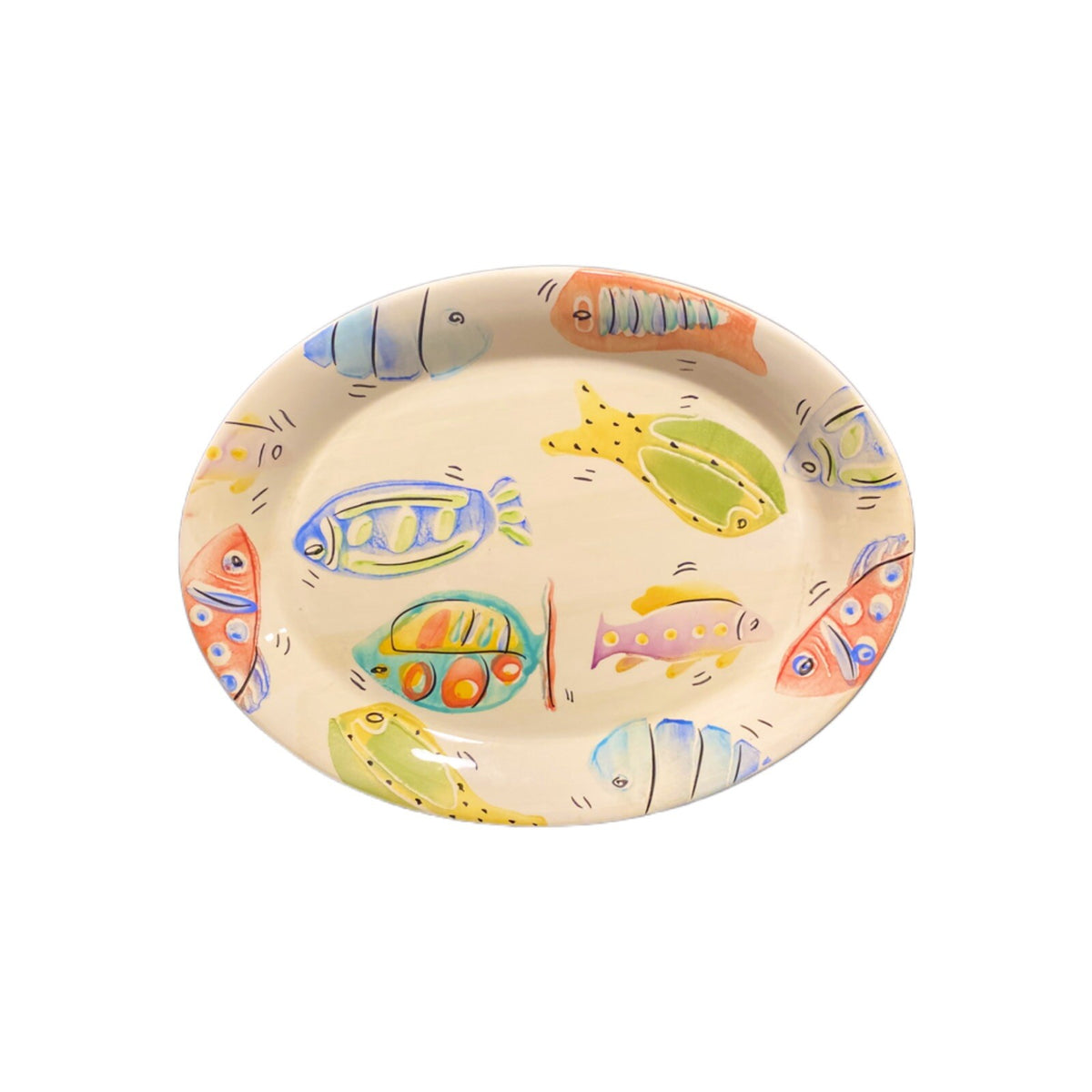 Antica Fornace Italy Oval Fish Platter Ceramic Hand painted Tray Da Tavola