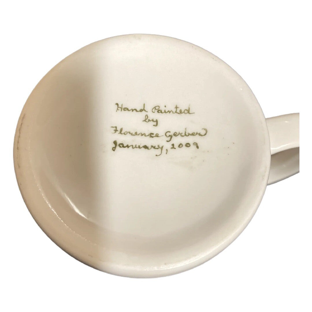 Butterflies Flowers Coffee Mug Hand Painted By Florence Gerber Porcelain Tea Cup