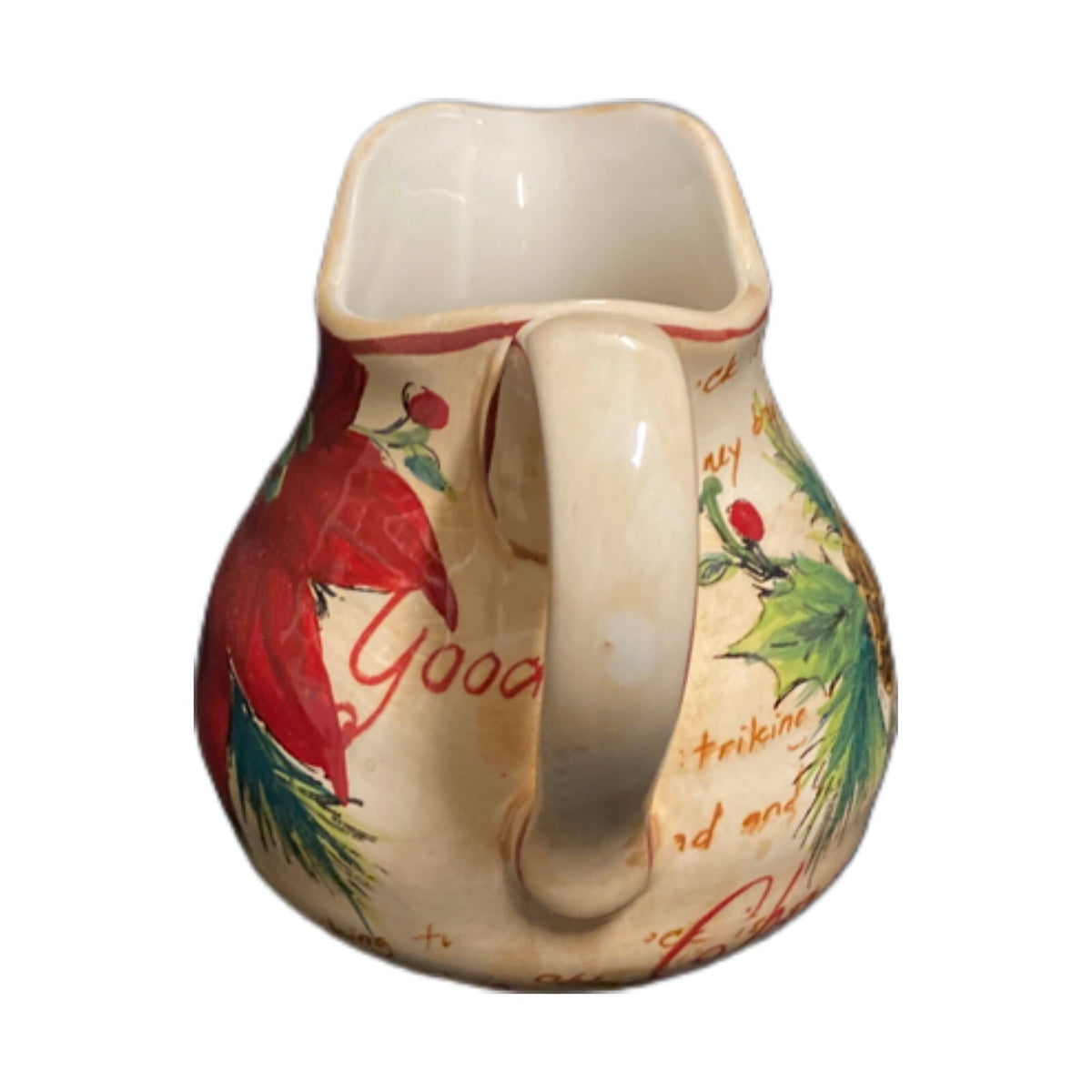 Maxcera NOEL Creamer Poinsettia Pine Cone Holly Berries Christmas  Holiday Cheer