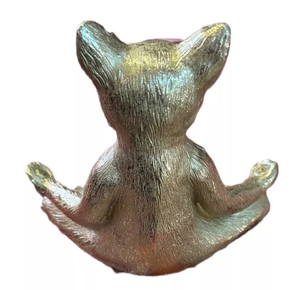 Creative Thinker YOGA CAT Statue Sagebrook Home Metallic Gold Polyresin