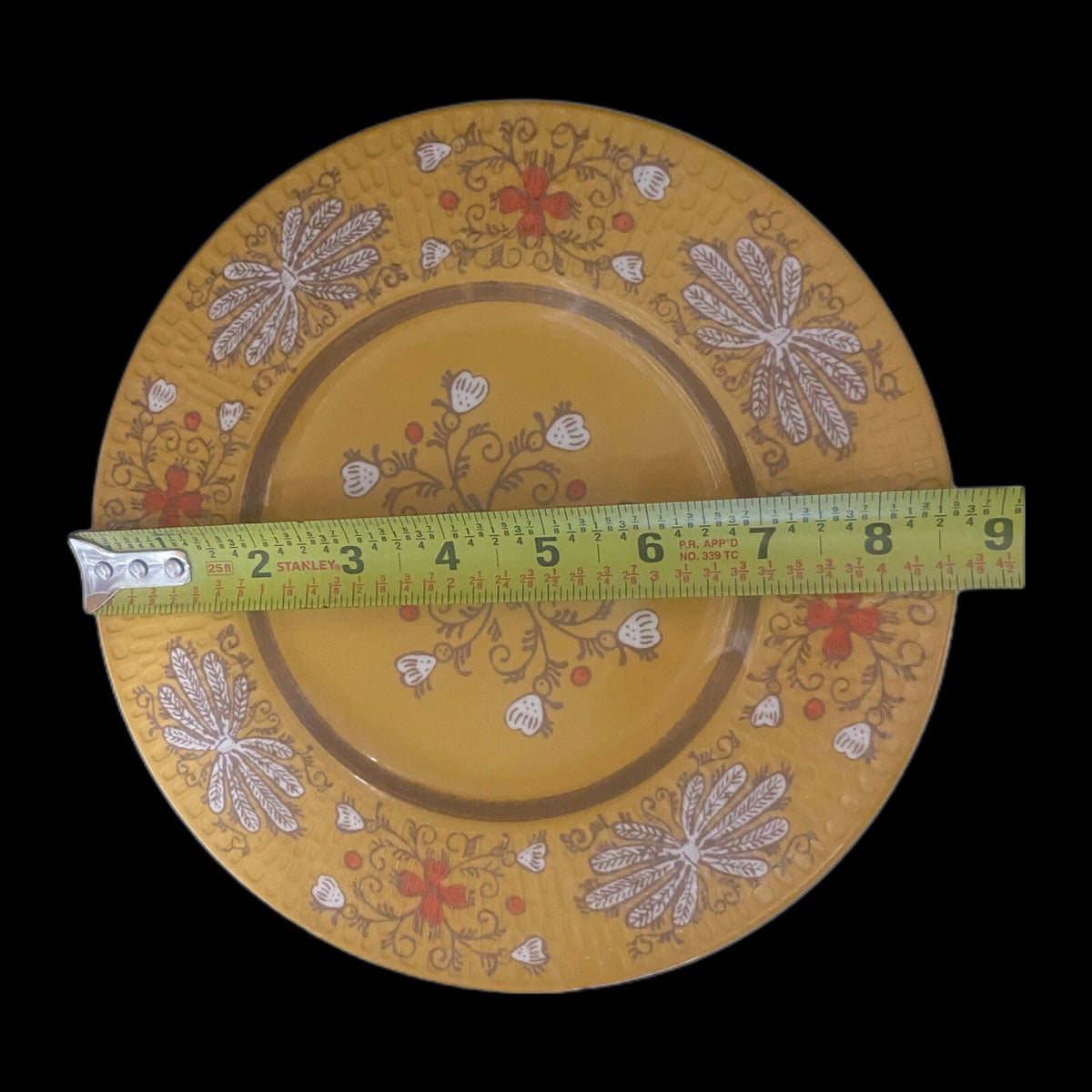 THRESHOLD MELAMINE 8-Salad Plates Yellow Orange Blue Floral & Paisley Textured