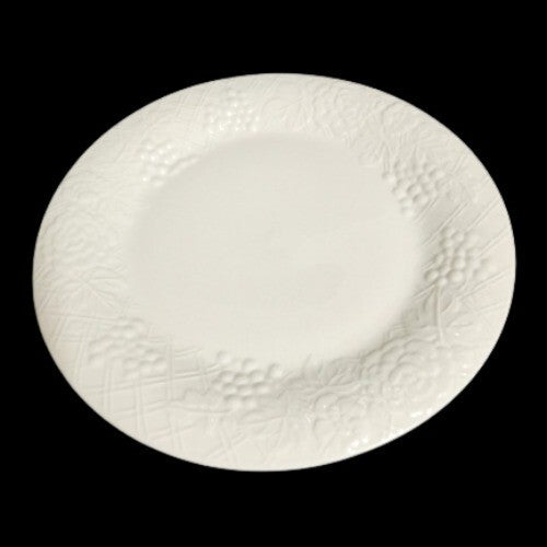 Gibson Designs FOUR SEASONS 4-Dinner Plates 10 ½” D White Embossed Fruit Floral