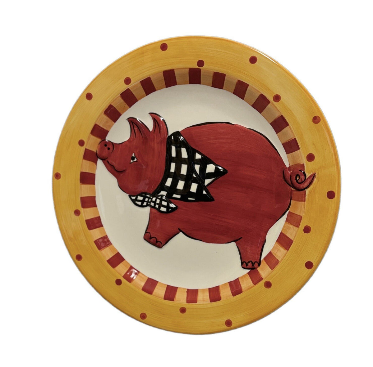 BECCA 3-Dinner Plates Pig BBQ Country Farm Signature Collection Home ETC Ceramic