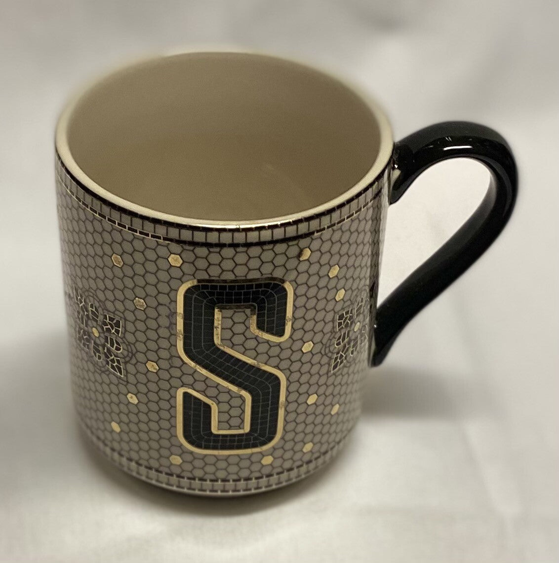 Anthropologie Home Bold Tiled Mug Monogram Bistro Margot Personalized Initial 
