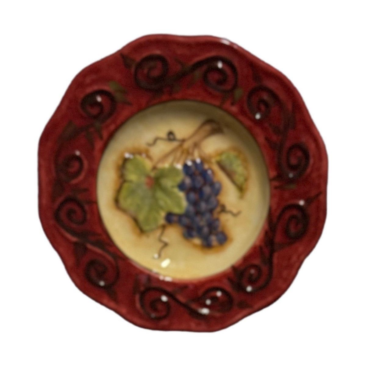 Certified Intl. Kate McRostie Grape Plates Set of 4 Vineyard Red Rim 5.5”