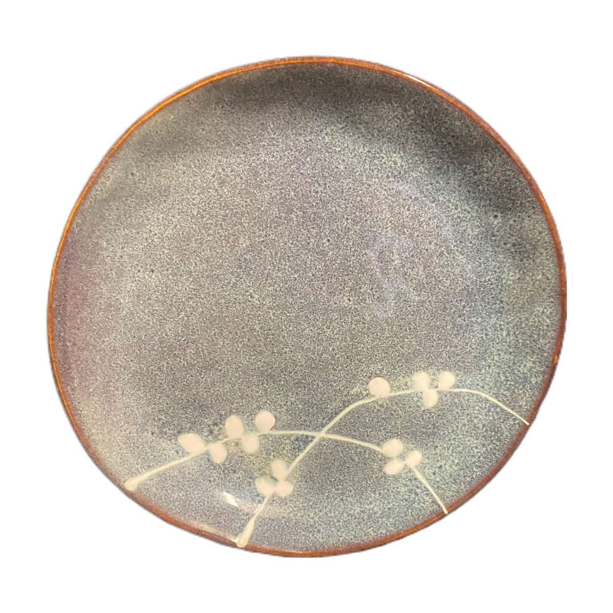 Oneida CHERRY BLOSSOM 4-Salad Plates Stoneware Dinnerware Green White Brown Trim