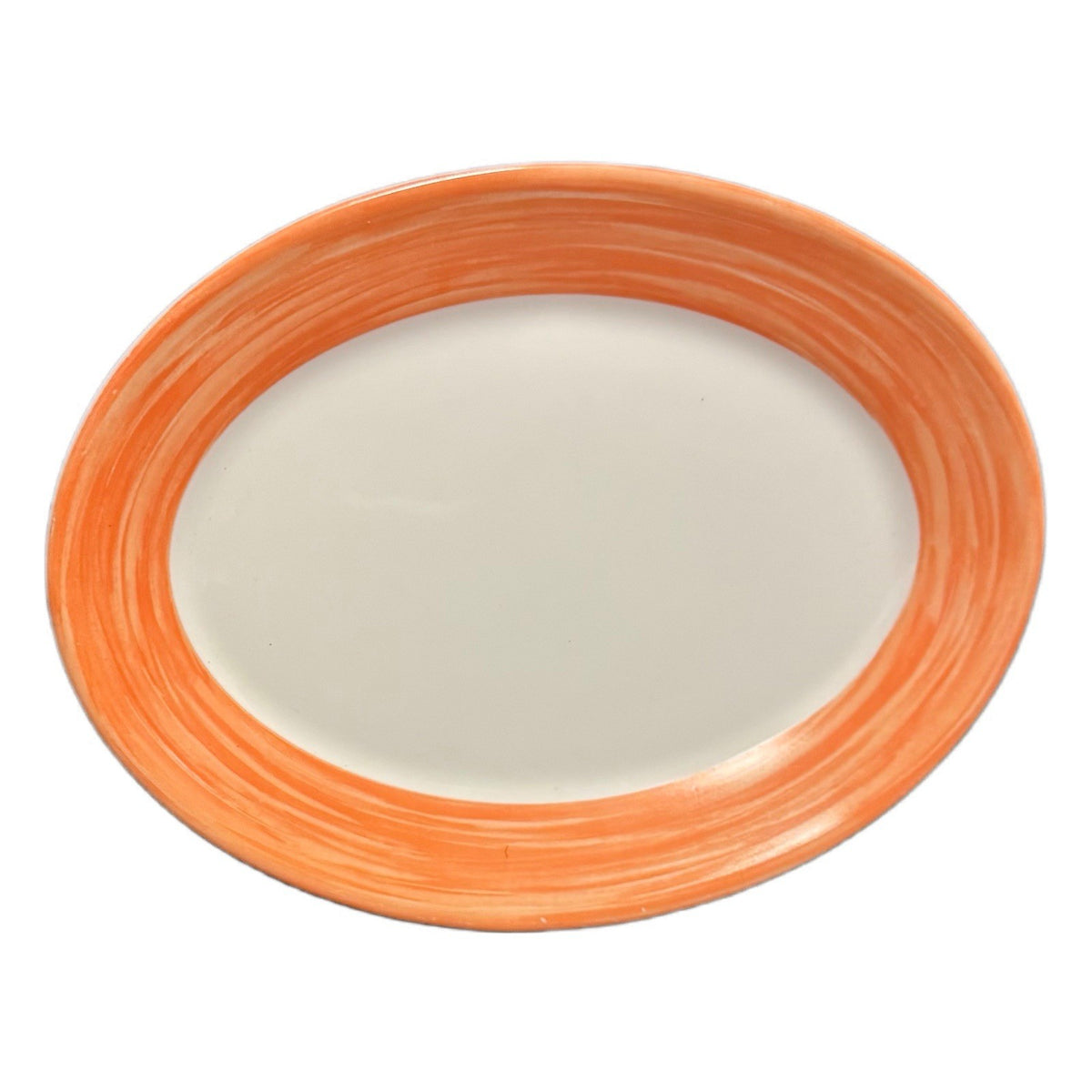 Arcoroc Brush Orange Oval Platters 11.75” D White-Orange Dinnerware Set of 5