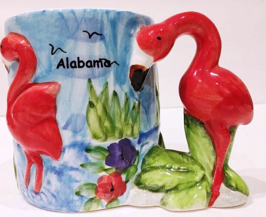 Beachcombers MugFLAMINGO 3D  2004 Alabama Souvenir Ceramic Coffee Tea Cup 14 oz.