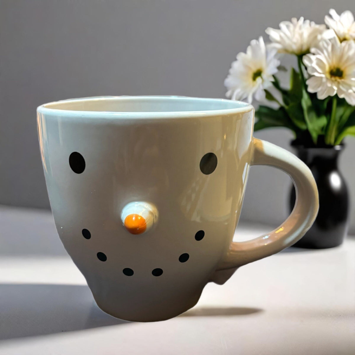 ROYAL NORFOLK Mug 3D Snowman Large Coffee Tea Cup White Winter Snowman Face 20oz