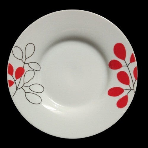 Gibson SCARLET LEAVES 3-Saucers Plate 6 ¼” Floral Ceramic